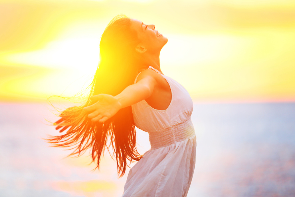 Free Happy Woman Enjoying Sunset